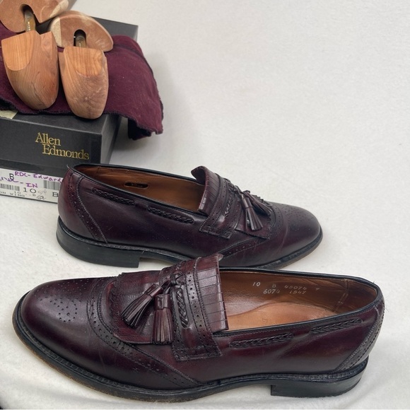 Allen Edmonds Bradenton Tassel Loafers Burgundy Dress Shoes Size 10 - Picture 1 of 14